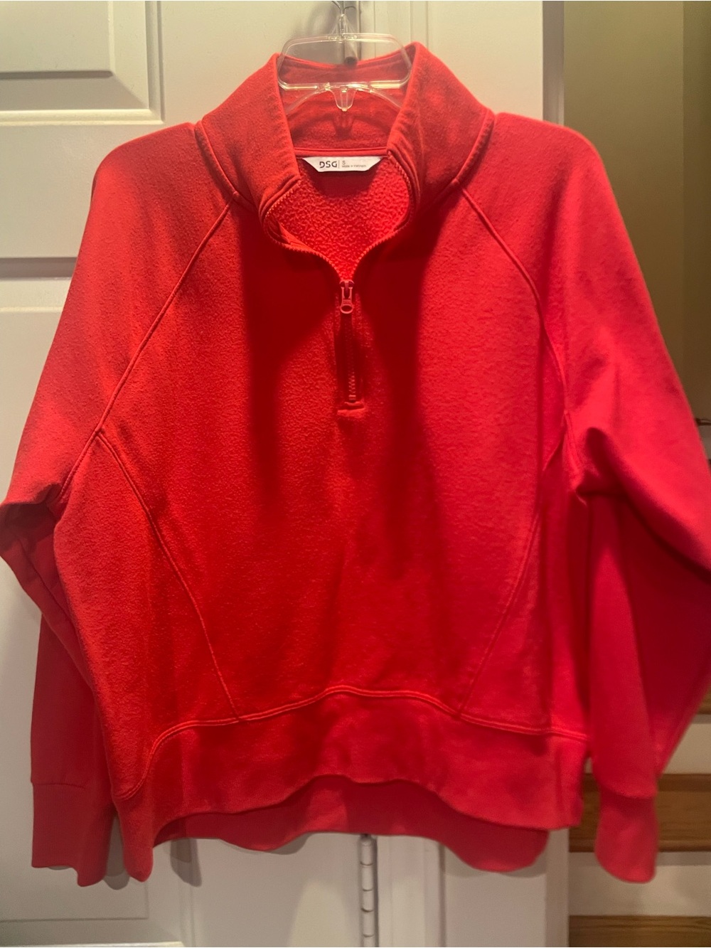 DSG Bright Red Zip-Front Fleece Pullover